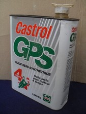 BIDON ANCIEN HUILE  GARAGE  " CASTROL   MOTO  GPS  4 Temps"  ANNÉES   70  80