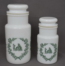 Lot de pots en verre opaline/opale épices pharmacie apothicaire vintage