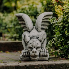 Gardien de porte gargouille motif II figurine en pierre 40 cm 40 kg gris béto...