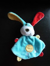 53.DOUDOU PLAT KIMBALOO LA HALLE CHIEN LAPIN BLEU ROUGE JAUNE ROND EXC. ETAT