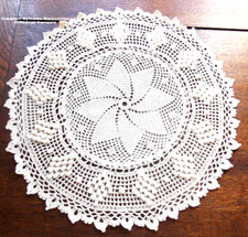 NAPPERON CROCHET d'ART CREATION S. RAISONNIER ARTISANAT FRANCAIS ROND 40CM ECRU