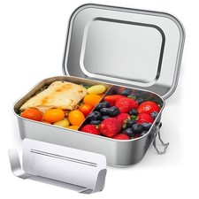 Lunch Box Inox - 1400ml Lunch Box pour Adulte, avec Séparateur Amovible, Conç...