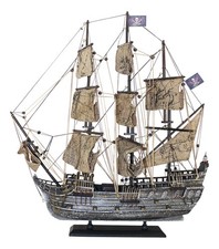 Bateau pirate Maquette de bateau en Bois avec voile en tissu 50 x 56 cm Sea-Club