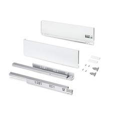 Tiroir en kit - sortie totale - côtés acier 131 mm - Protone - blanc - profonde