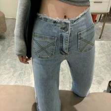 Femme Évasé Jean Pantalon Patte D’Éléphant Slim Bootcut Taille Haute