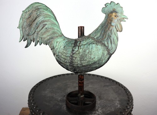 Ancienne girouette coq - , clocher