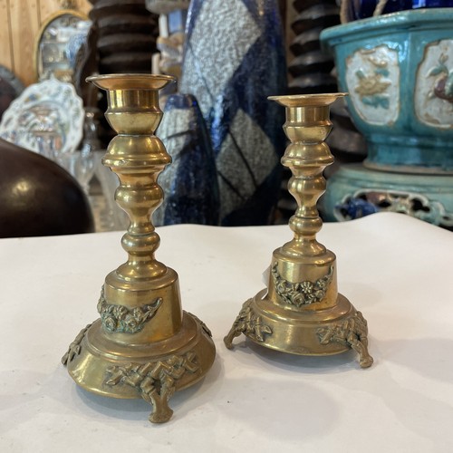 Paire bougeoirs bronze - bougeoirs,