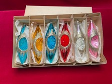 6 boules anciennes en verre décor en creux décorations de sapin vintage an's  50