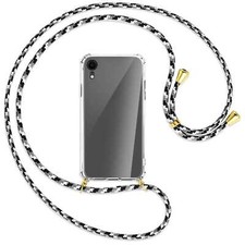 Collier pour Apple iPhone XR noir/gris/blanc (O) Etui Coque antichoc avec cordon