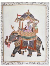 Cadre toile tableau éléphant - ethnique - Inde - 40 x 30 cm - animal animaux