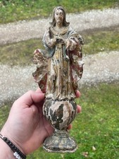 Rare vierge bois polychrome - rare,