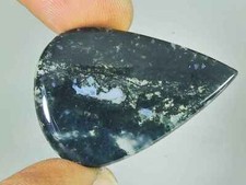 36Cts. Agate mousse verte naturelle forme ovale cabochon pierre précieuse lâc...