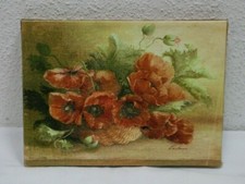 Fabrice De Villeneuve Image Aquarelle Avec Certificat Toile sur Bois Coquelicot