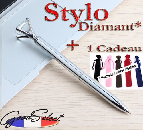 Stylo argent tête diamant - stylo,