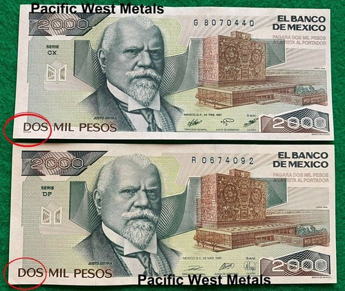 1987 1989 2000 pesos - 2000,