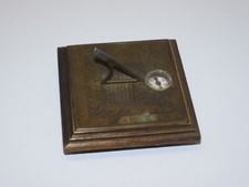 *BOUSSOLE CADRAN SOLAIRE de TABLE BOIS & Laiton XXe Collection déco vitrine  D