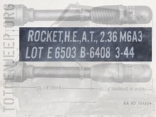 POCHOIR  STENCIL MARQUAGE ROQUETTE M6A3 . jeep willys bazooka us ww2