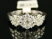 14K WG LADIES 3 STONE ANNIVERSARY DIAMOND RING 1.00 CT
