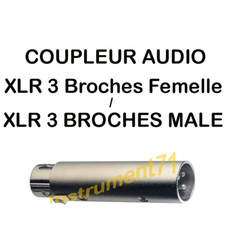 Adaptateur XLR 3 Broches Femelle /  XLR 3 Broches Mâle Symétrique Qualité Métal