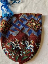 ancien petit sac en perles multicolores, Art Déco à restaurer