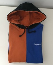 Sweat À Capuche Tricolore FW18 Supreme Taille M Medium Noir Orange Bleu