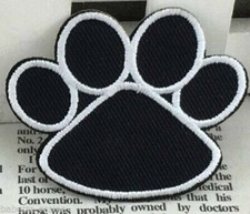 ÉCUSSON PATCH THERMOCOLLANT - EMPREINTE PATTE CHIEN CHAT NOIR ** 5 x 4 cm **