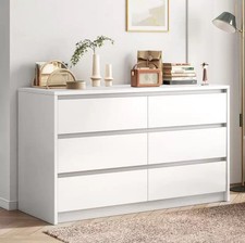 Commode 6 tiroirs moderne grand rangement chambre salon bois meuble design neuf