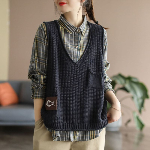 Gilet tricoté rétro - gilet,