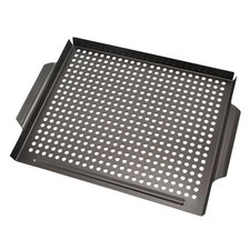 1pc pliant de gril antiadhésif Barbecue à frire Pan de barbe à carreau (noir)