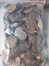 Lot de 1 Kilo de pièces de monnaie one cent USA zinc plaqué cuivre.