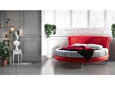 Lit double-rond-moderne de luxe-viadurini-fabrique en Italie-similicuir rouge