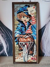 ANCIEN CADRE CANEVAS POULBOT GAVROCHE FACTEUR BICYCLETTE 