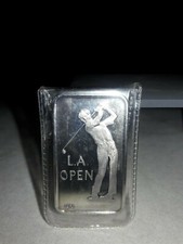 SILVER ONE OZ. .999 BAR, L.A. OPEN 1973, FREE USPS FIRST CLASS SHIPPING