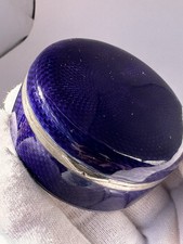 Ancienne boite émaillée guillochée argentée - couvercle tourné moteur...