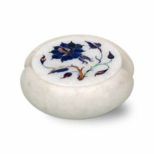 Marbre Coaster Set Demi Précieux Pierres Lapis Floral Incrustation Art Décor