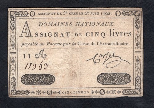 Assignat livres 1792 etat b - etat,