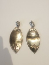 Ancien Bijoux Couture Boucle D'oreilles Franck Herval Nacre