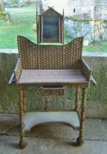 RARE COIFFEUSE ENFANT OSIER ET CORDE TRESSÉE NAPOLÉON III A RAFRAICHIR XIXème