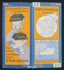 Carte MICHELIN 52 AMIENS LE HAVRE 1928 Guide Bibendum pneu tyre