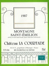 Etiquette Vin de Bordeaux-(1987)-Château La Courtade-Montagne St. Emilion-N°480b