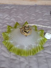 Abat Jour En Verre Dépoli Plissé Bordure Vert Ouraline