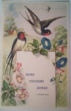 Cpa Soyez toujours heureux, hirondelles, fleurs, Photochrom