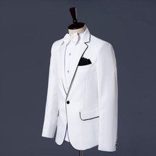 Costume Blanc Pour Homme 2 Pièces Veste Pantalon À Revers Mariage Prom Soirée