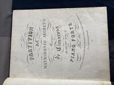 PARTITION DEL Matrimonio Segreto Cimarosa, Domenico PIANO FORTE 1826 CHEZ CARLI