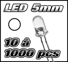 E413# LED blanche 5mm de 10 à 1000pcs  white blanc LED