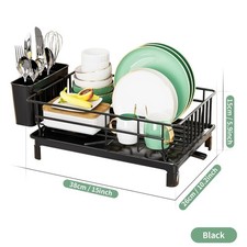 Égouttoir Vaisselle Inox Cuisine avec Plateau Porte Couverts Verres Rangement
