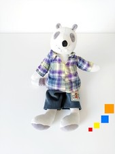 Peluche/Doudou Gaston Raton Laveur Vert Mauve 30cm La Grande Famille Moulin Roty