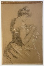 DESSIN ART NOUVEAU FUSAIN