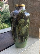 ANCIEN VASE CÉRAMIQUE PEINT A LA MAIN SIGNÉ DUMAS LIMOGES VINTAGE 