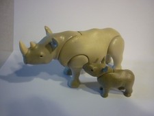 PLAYMOBIL 5275 5417 4832 5904 RHINOCEROS ADULTE AVEC PETIT SAVANE SAFARI ZOO
